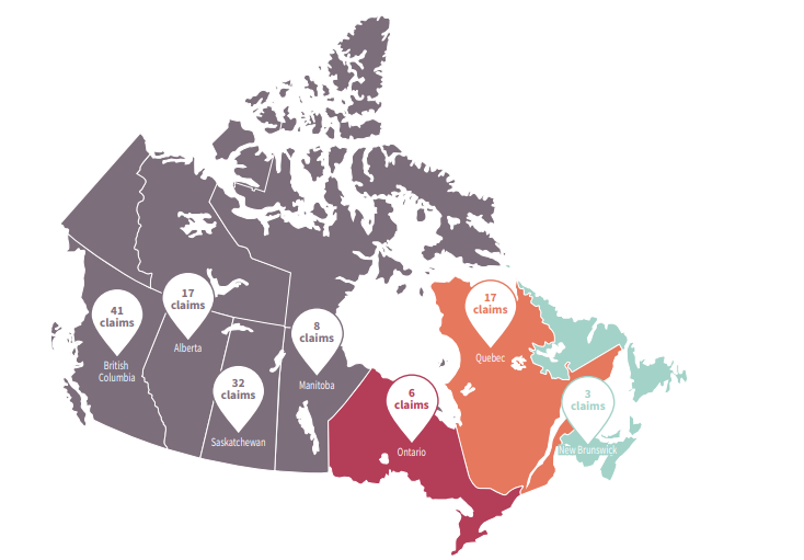 Claims geographic distribution 2020